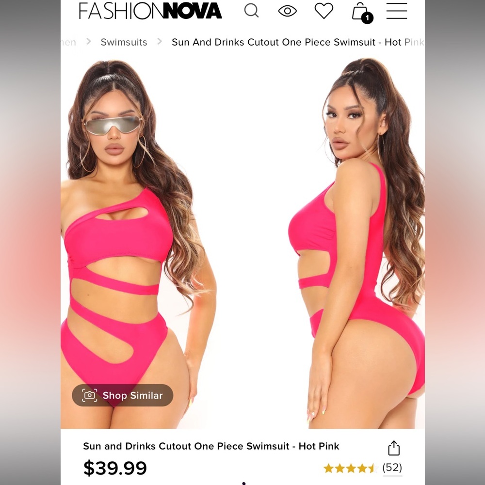 Fashion nova pink one piece bathing suit